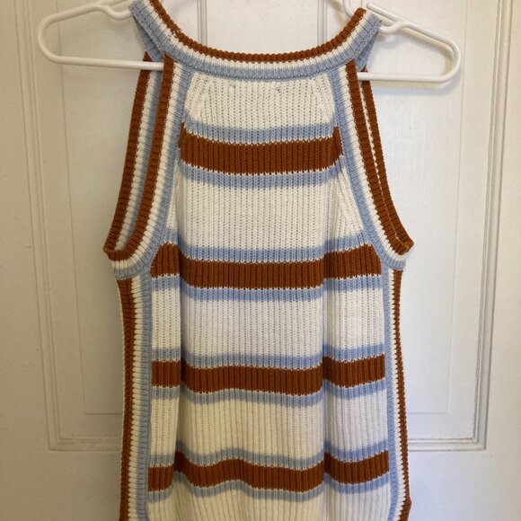 High Neck Sleeveless Striped Sweater Top - Picture 3 of 4